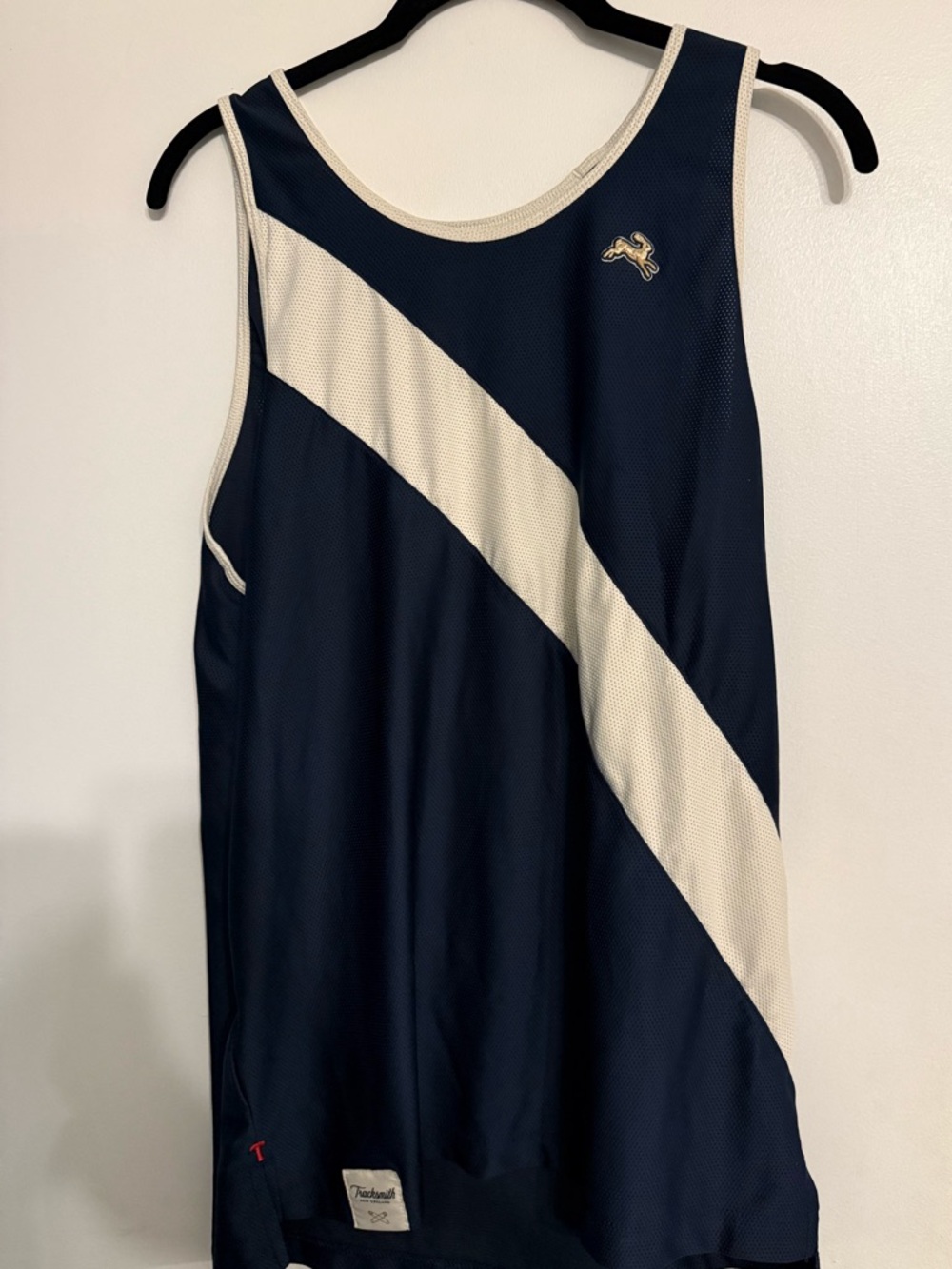 Tracksmith Large Van Cortlandt Singlet in Navy and White